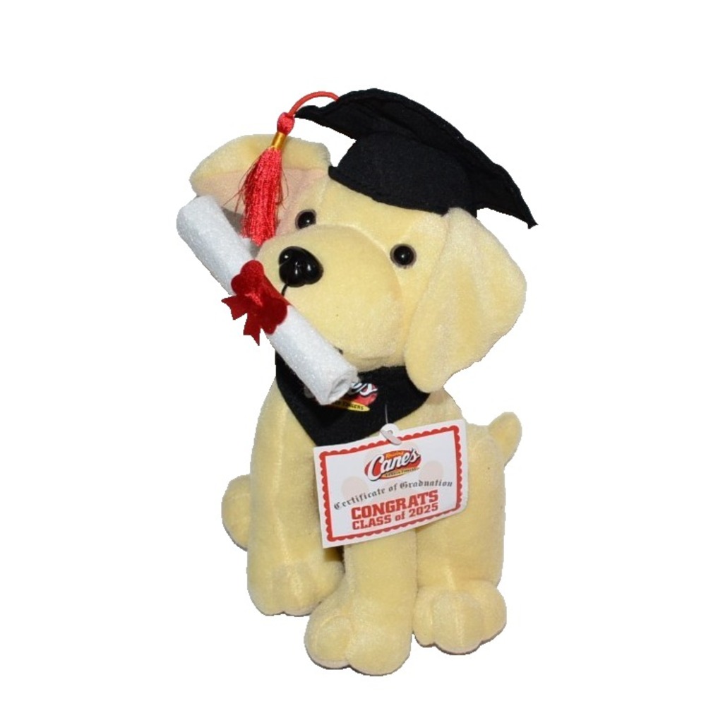 Raising Canes Plush Dog Graduation Version  Cap And Tassel With Diploma 2025